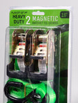 1"x16' Ratchet Strap (2 pack) MAGNETIC HOOKS