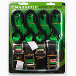 1"x12' Ratchet Strap (4 pack) MAGNETIC HOOKS